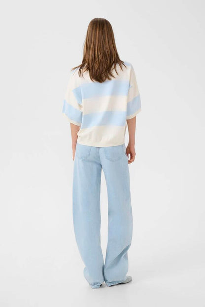 GZmaia SS Polo Pullover - Blue Finch Striped