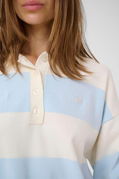 GZmaia SS Polo Pullover - Blue Finch Striped