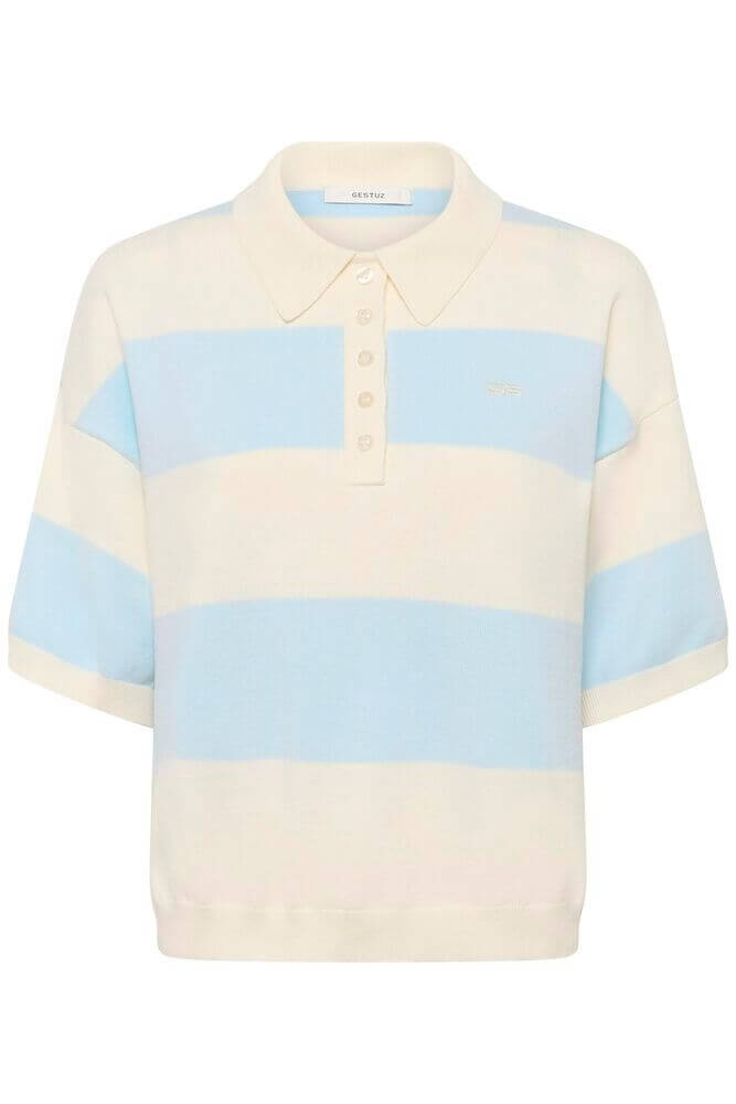 GZmaia SS Polo Pullover - Blue Finch Striped