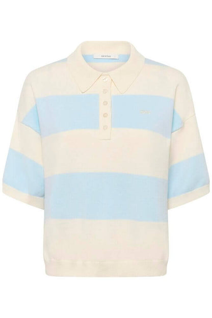 GZmaia SS Polo Pullover - Blue Finch Striped