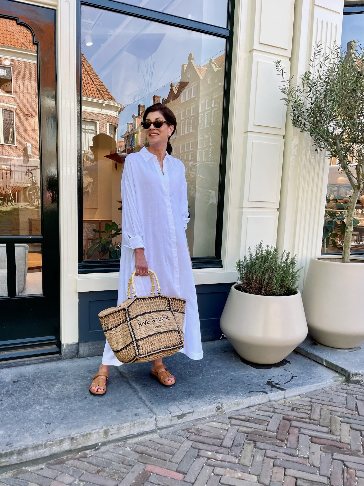 White Linnen Dress Look