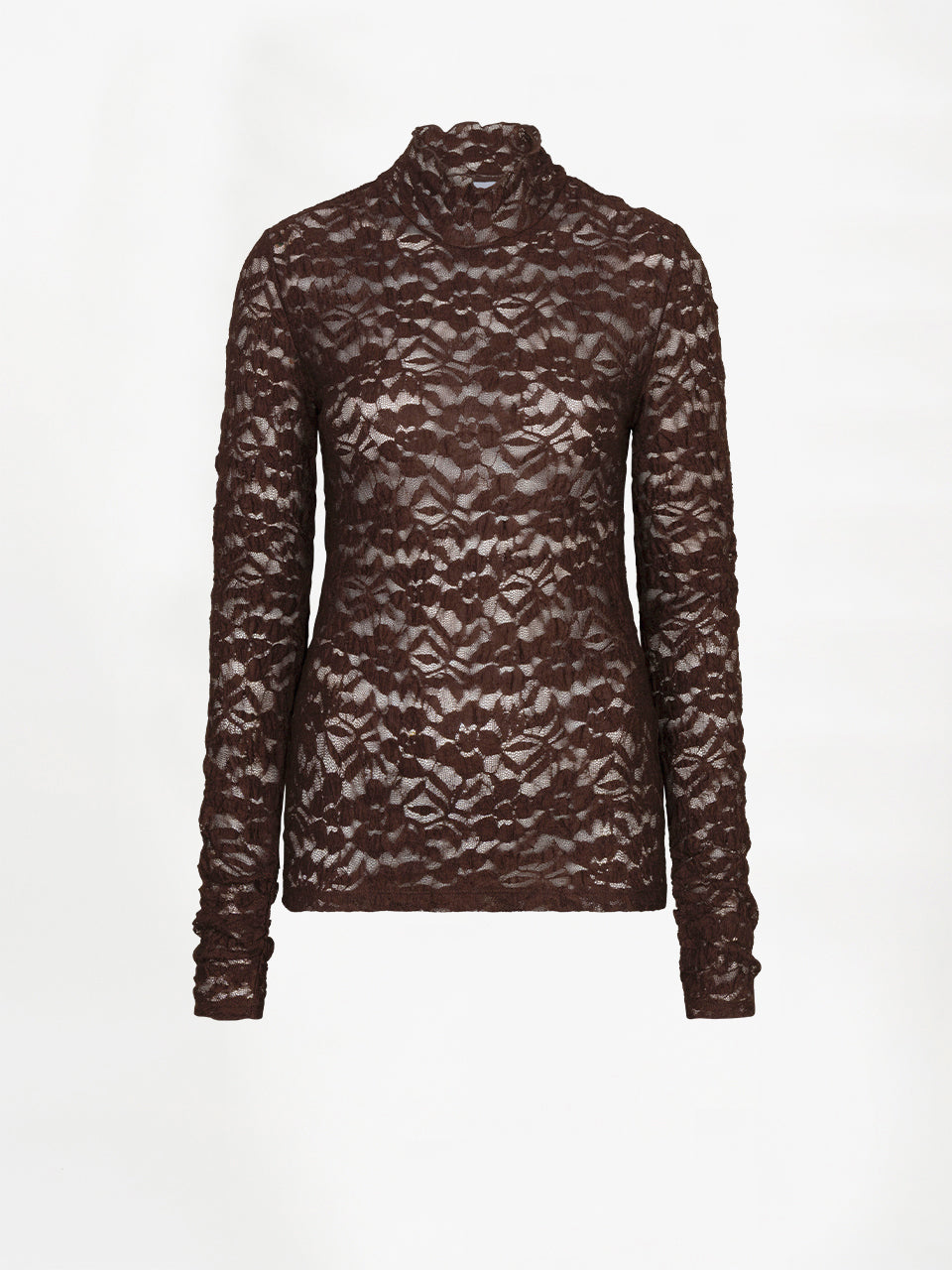 Irony Lace Turtle Neck Top – Espressobraun