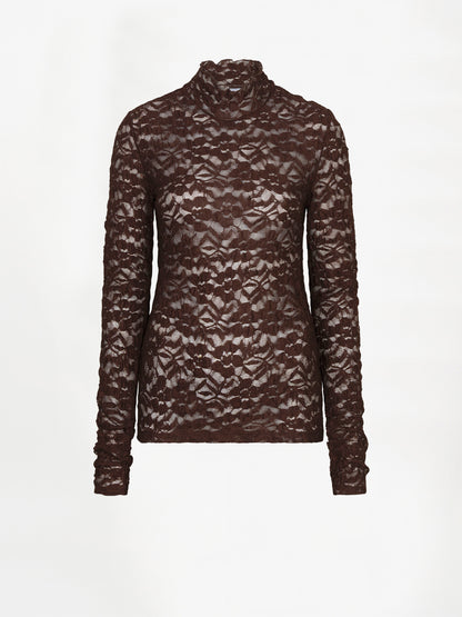 Irony Lace Turtle Neck Top – Espressobraun