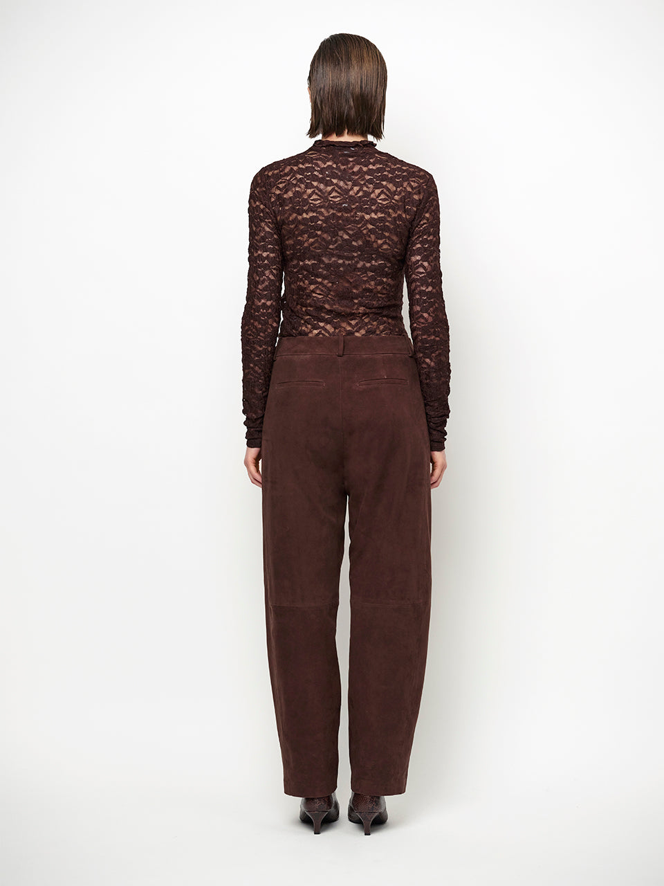Irony Lace Turtle Neck Top – Espressobraun