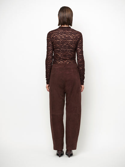 Irony Lace Turtle Neck Top – Espressobraun