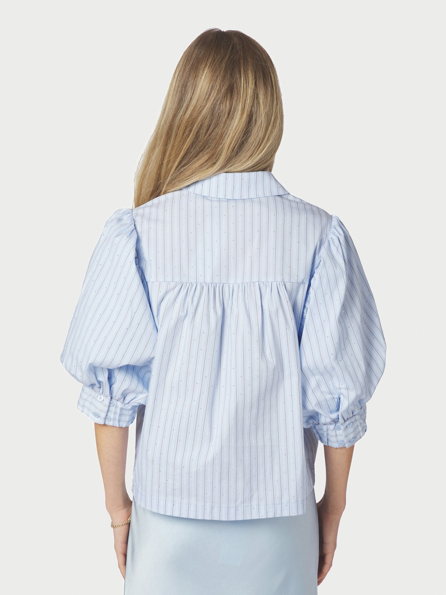 Etta Stripe Stone Shirt - Light Blue