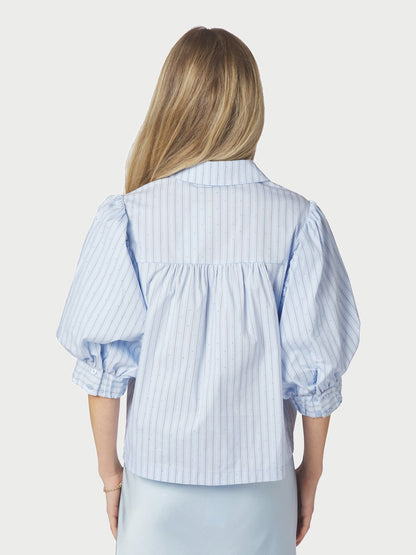 Etta Stripe Stone Shirt - Light Blue