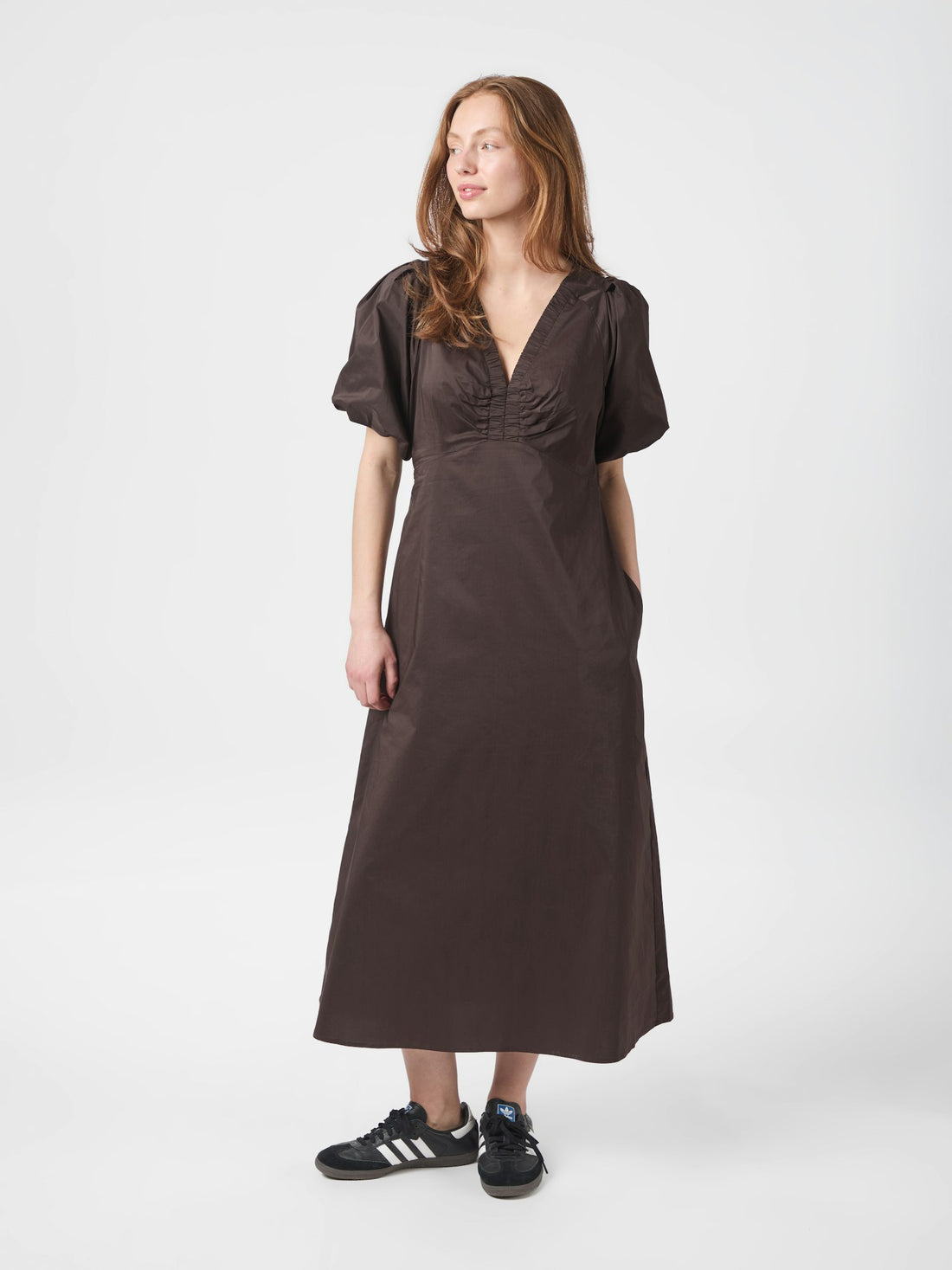 Illana Poplin Dress - Chocolate Brown
