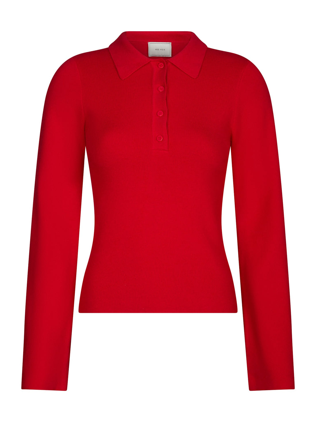 Fannya Ls Solid Knit Polo - Red
