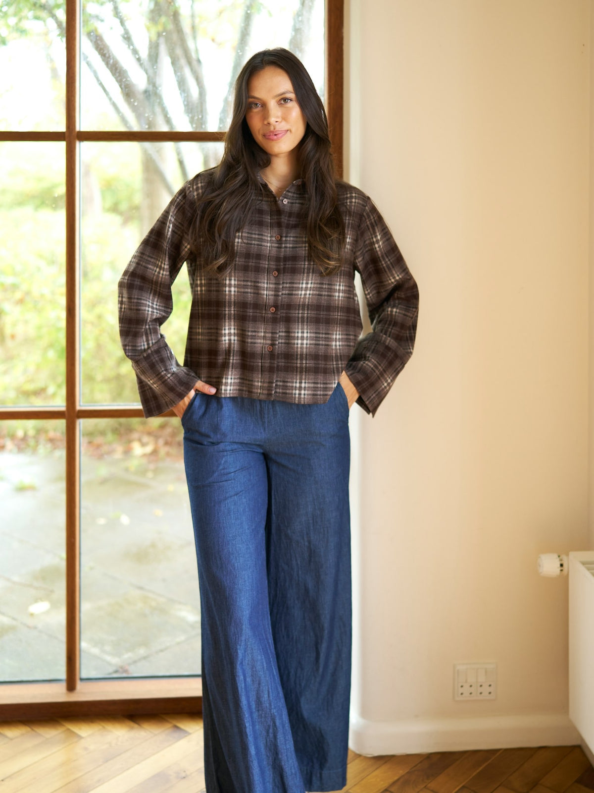 Jaylin Flannel Check Shirt - Warm Grey