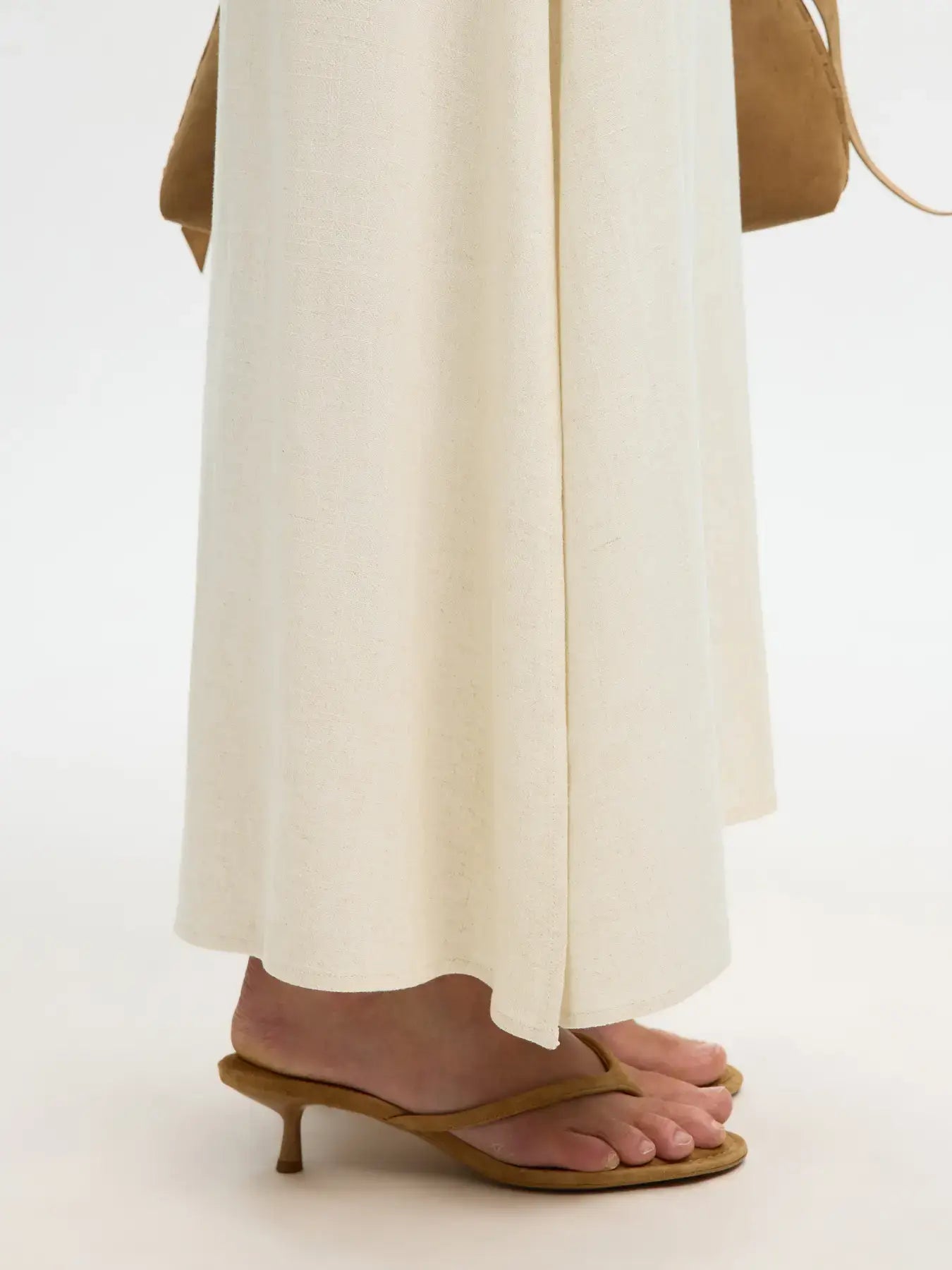 SLFviva HW Ankle Linen Blend Skirt - Sandshell