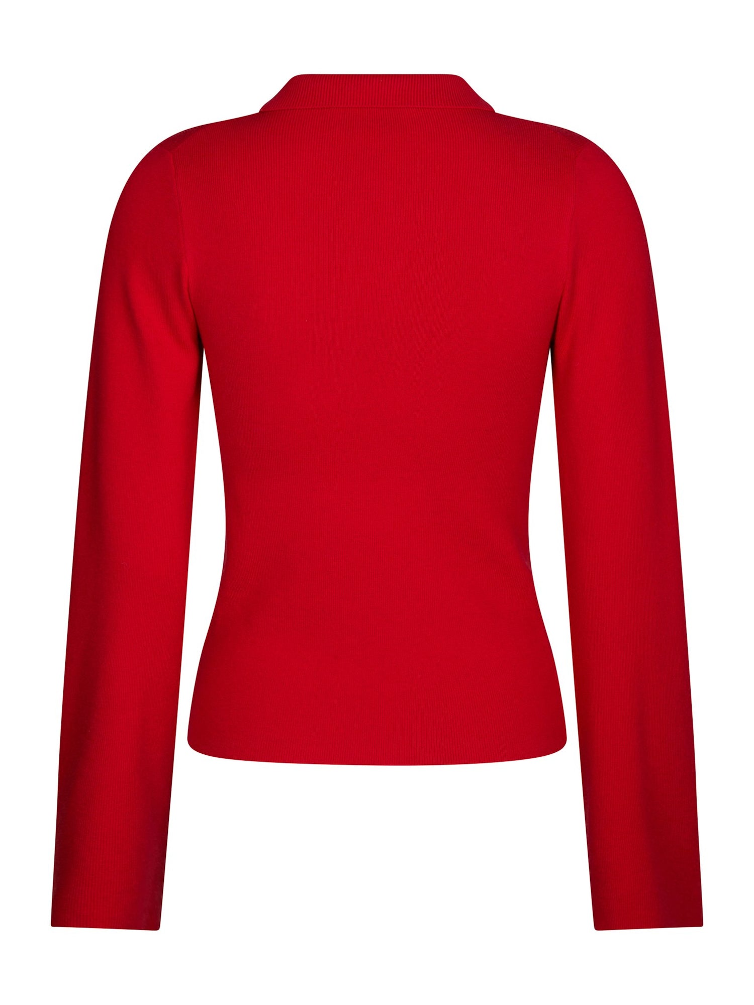 Fannya Ls Solid Knit Polo - Red