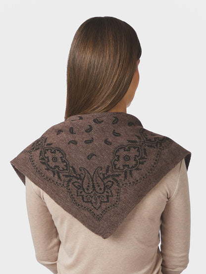 Adelina Paisley Knit Scarf - Brown Melange