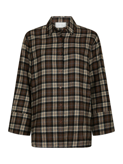 Dita Flannel Check Shirt - Dark Taupe