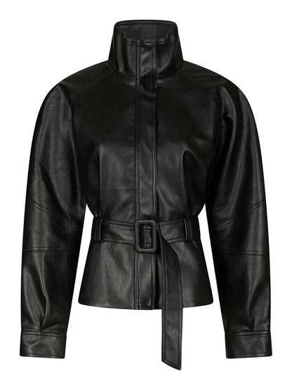 Jaclyn Faux Leather Jacket - Black
