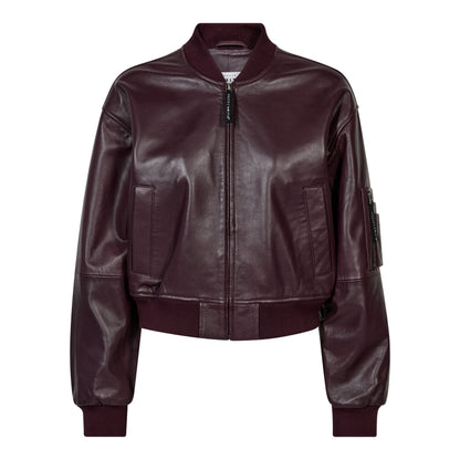 Yasmin Leather Bomber Jacket - Wine