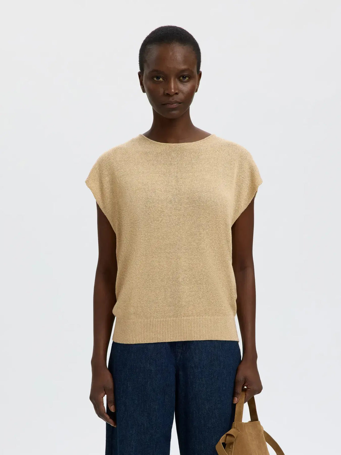 SLFmia Knit Top O-neck - White Pepper