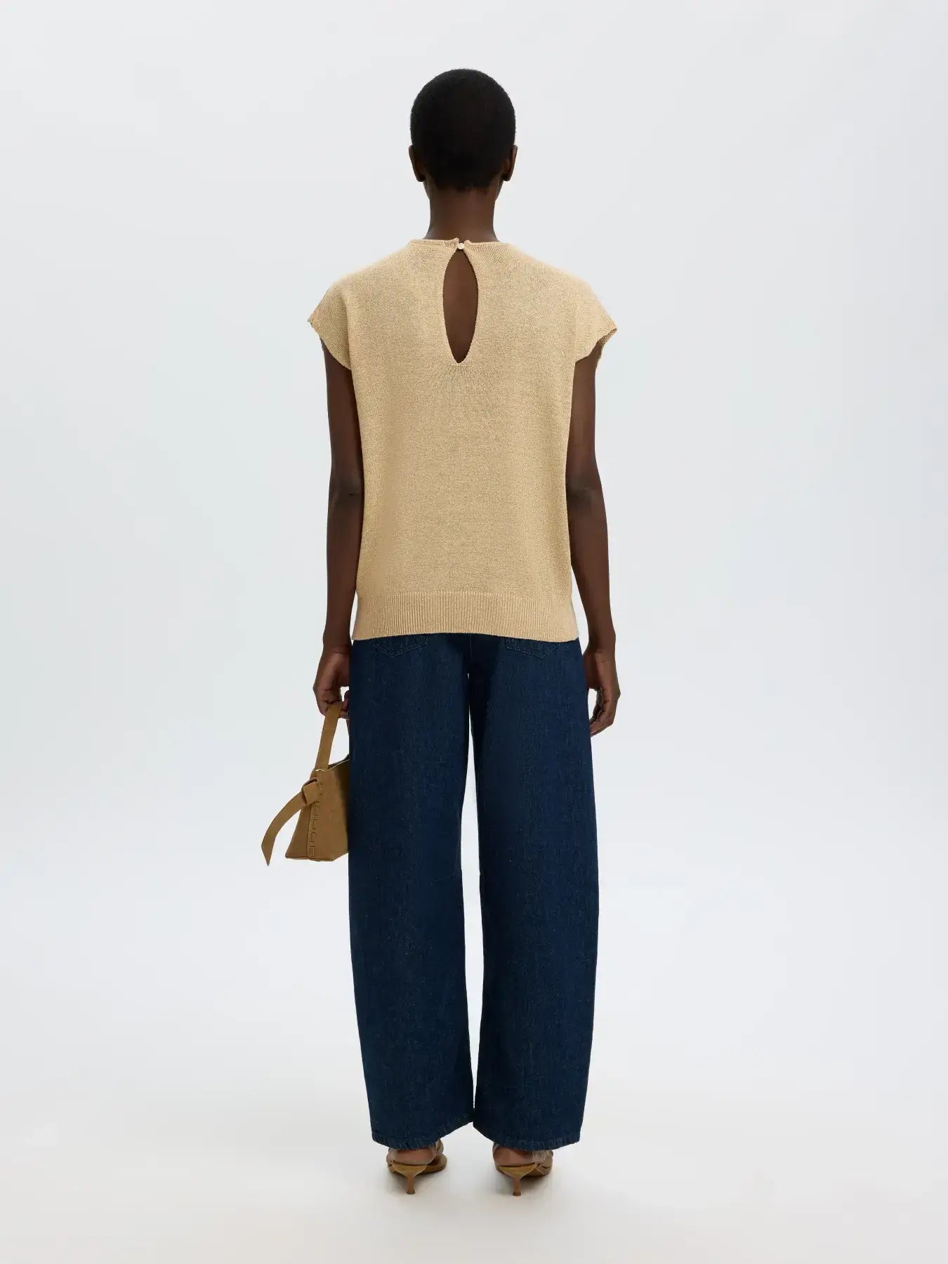 SLFmia Knit Top O-neck - White Pepper