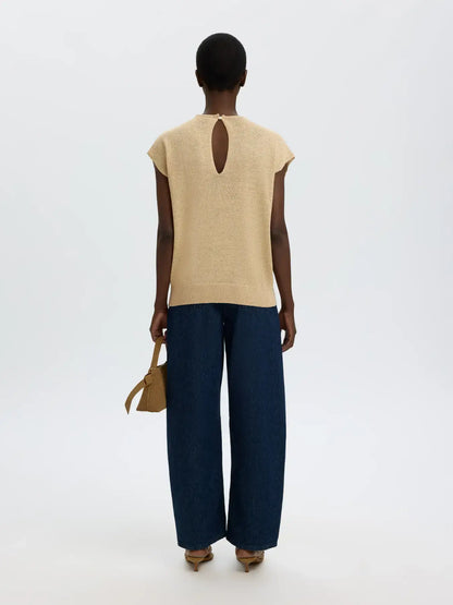 SLFmia Knit Top O-neck - White Pepper