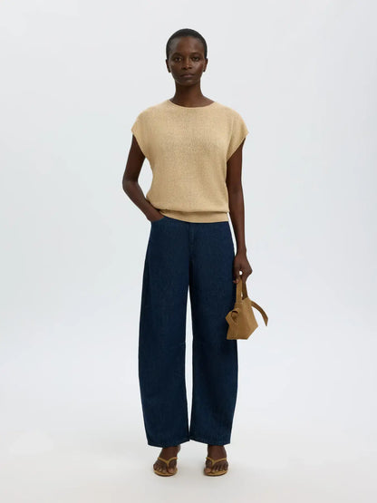 SLFmia Knit Top O-neck - White Pepper