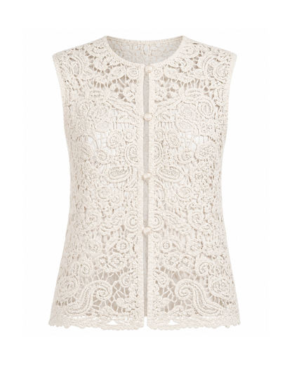 KellyCC Crochet Top - Bone