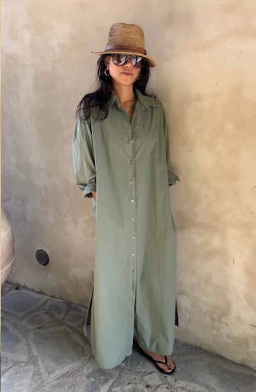 Long Button Dress - Green