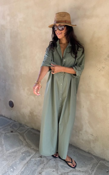 Long Button Dress - Green