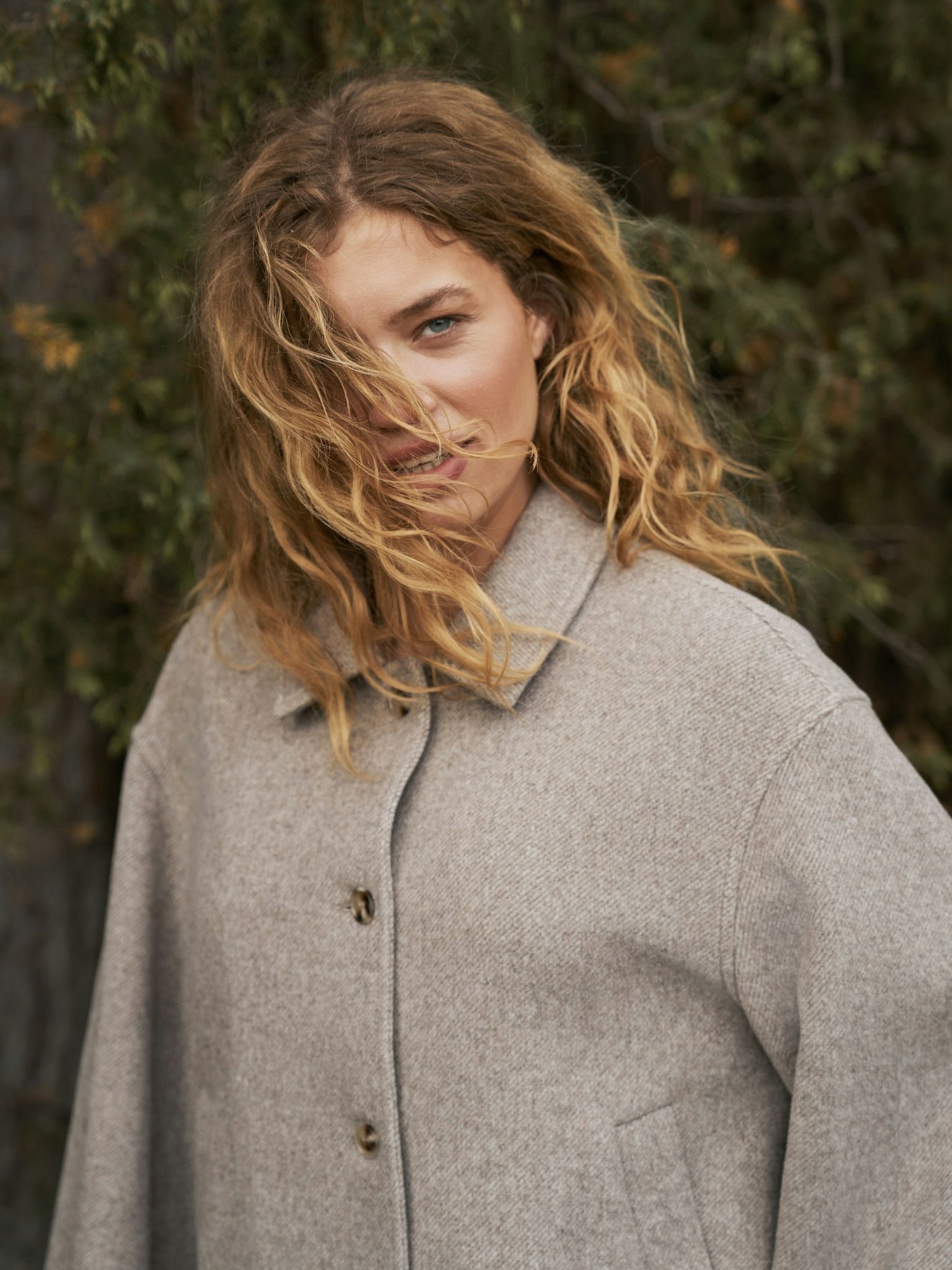 Hamra Herringbone Twill Jacket - Beige Melange