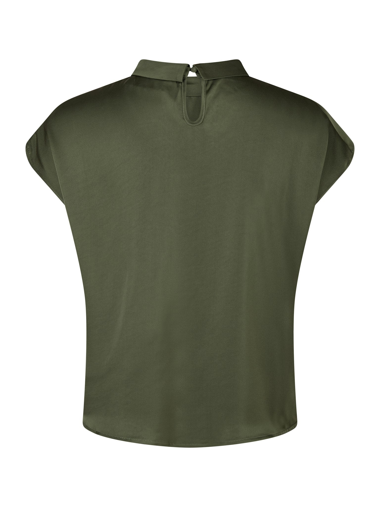 Fleur Drapy Satin Blouse - Army