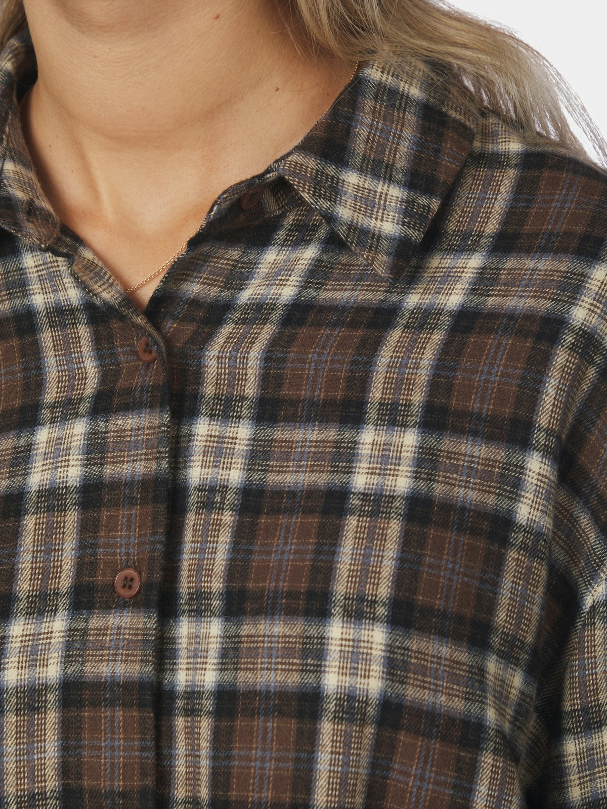 Dita Flannel Check Shirt - Dark Taupe