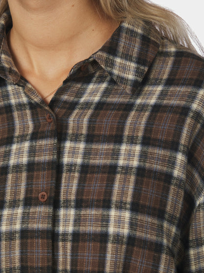Dita Flannel Check Shirt - Dark Taupe