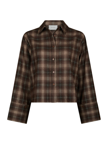 PRE-ORDER | Jaylin Flannel Check Shirt - Dark Taupe | LEVERING  EIND OKT / BEGIN NOV