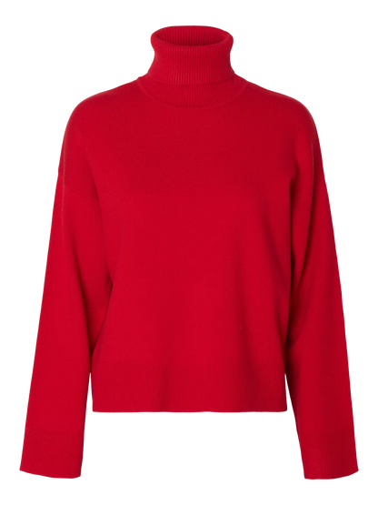 SLFKamma LS Knit Roll Neck - Equestrian Red