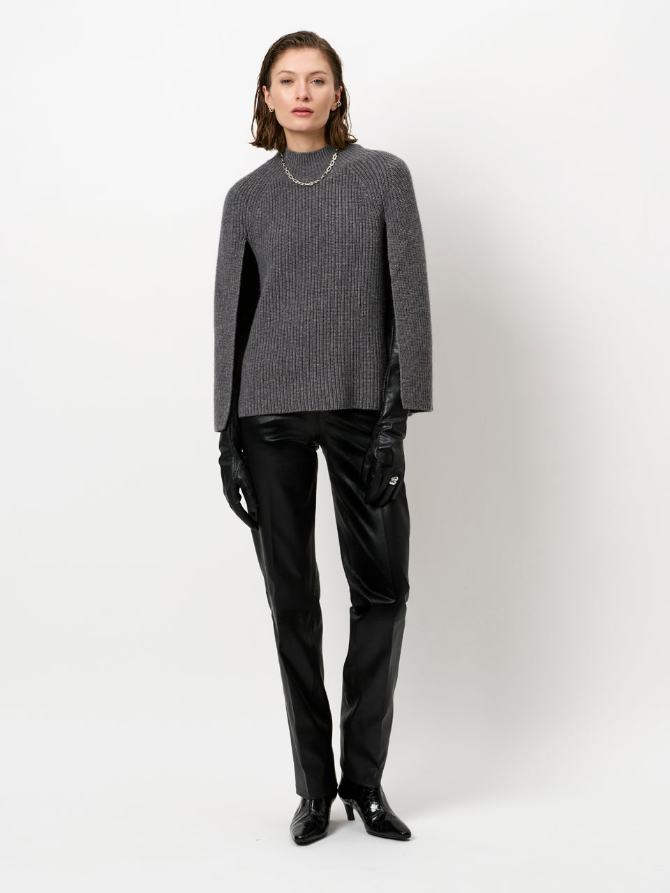 Lova Stretch Leather Pants - Raven