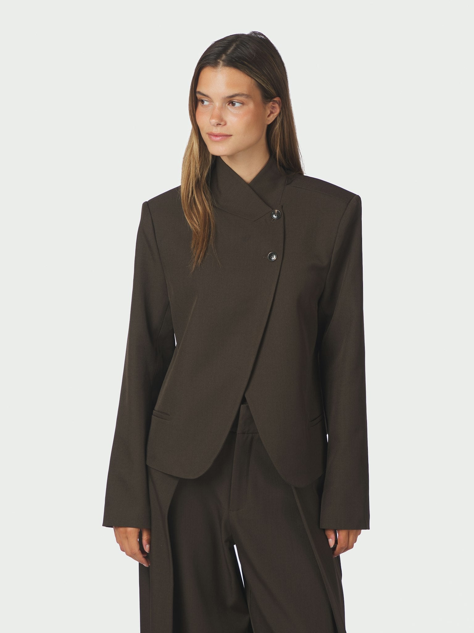 Tiria Structure Blazer - Dark Brown