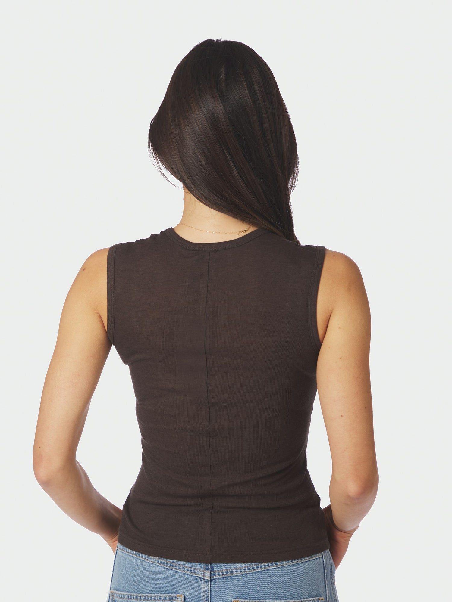 Nimbi Fine Rib Top - Dark Brown