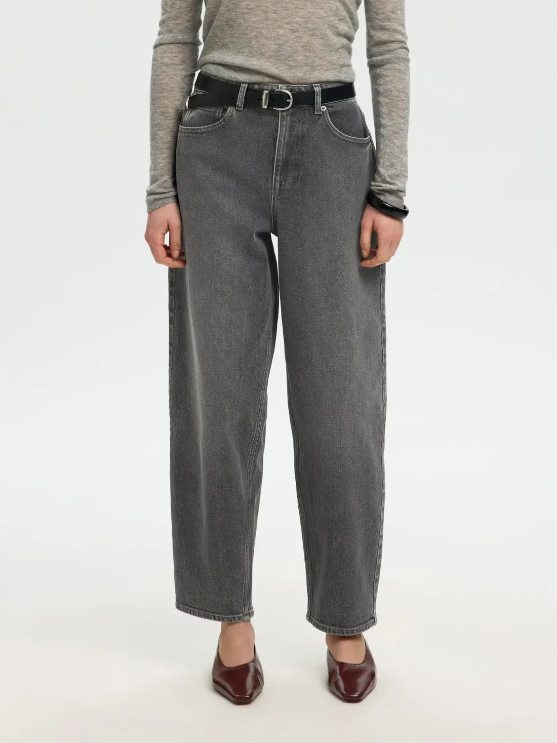 SLFBarrel Bea-Kori HW Jeans - Medium Grey Denim