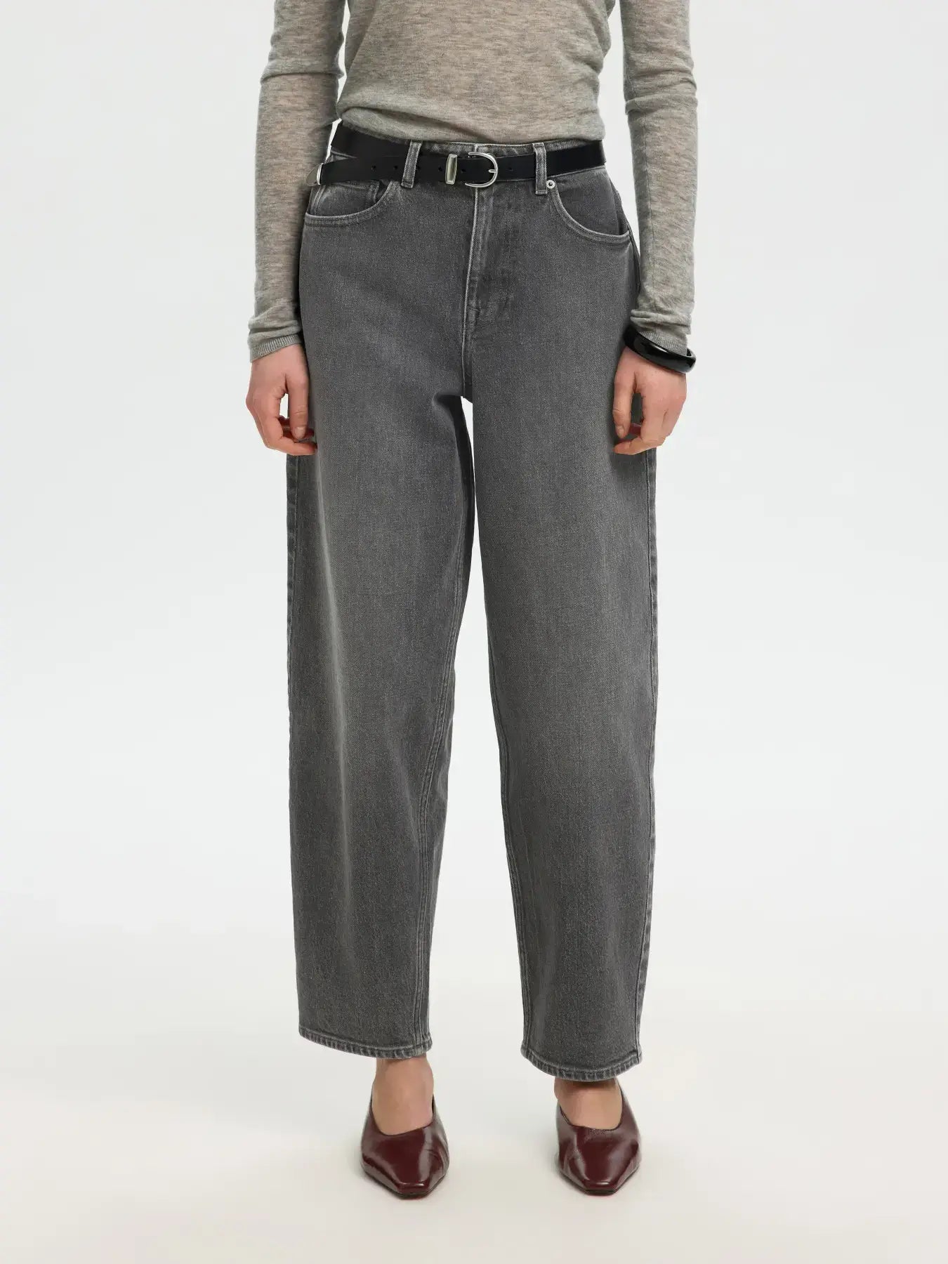 SLFBarrel Bea-Kori HW Jeans - Medium Grey Denim