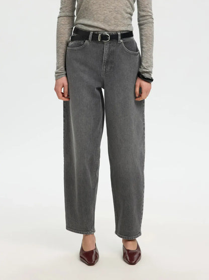 SLFBarrel Bea-Kori HW Jeans - Medium Grey Denim
