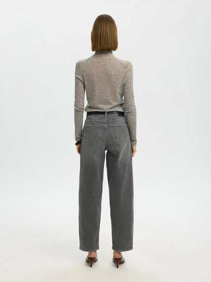 SLFBarrel Bea-Kori HW Jeans - Medium Grey Denim