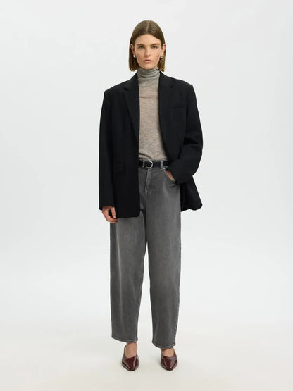 SLFBarrel Bea-Kori HW Jeans - Medium Grey Denim