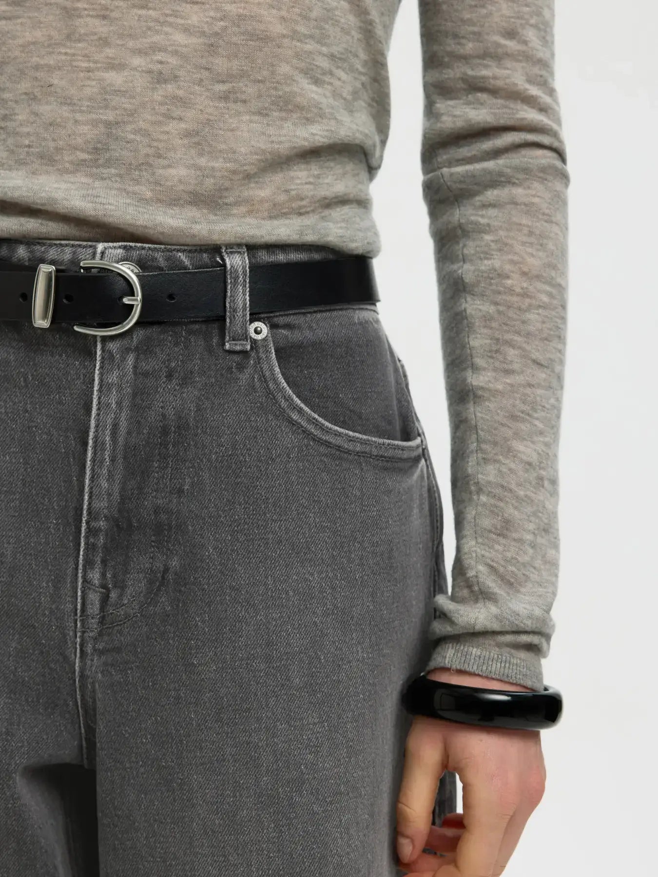 SLFBarrel Bea-Kori HW Jeans - Medium Grey Denim