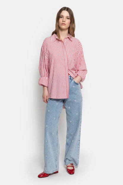 Madeline Striped Shirt - White &amp; Red