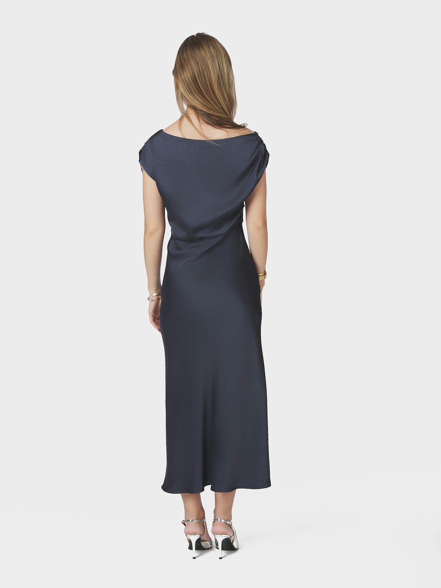 Lilith Heavy Sateen Dress - Midnight Blue