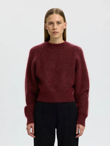 SLWmira LS Knit Short O-Neck - Tawny Port