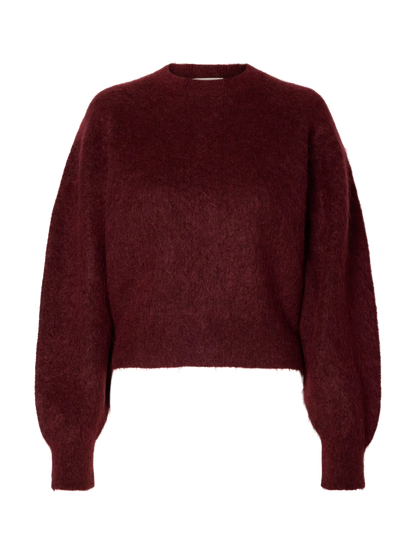 SLWmira LS Knit Short O-Neck - Tawny Port