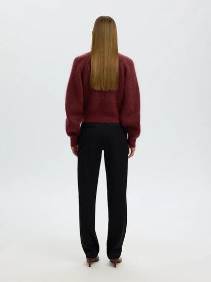 SLWmira LS Knit Short O-Neck - Tawny Port