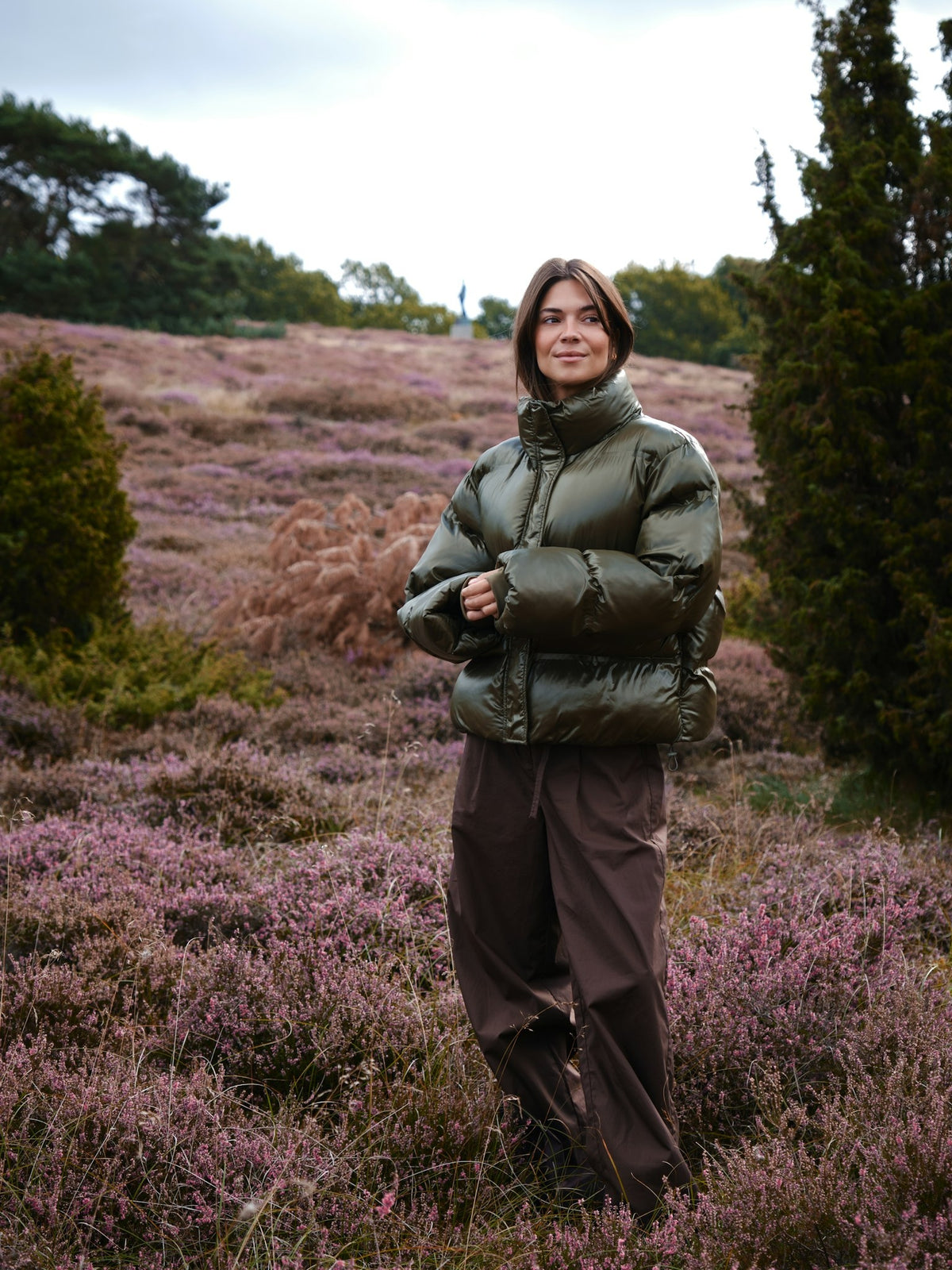 Rhea Shiny Puffer Jacket - Olive
