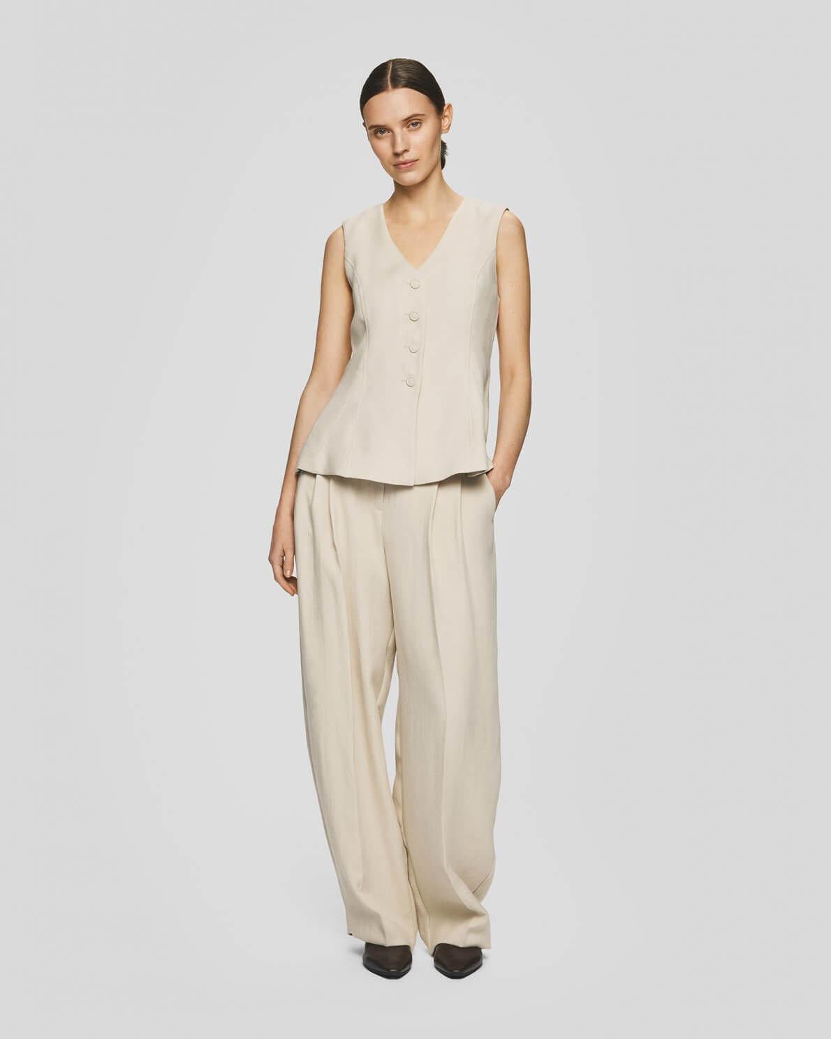 MSCHEsteriane HW Pants - Oatmeal Melange
