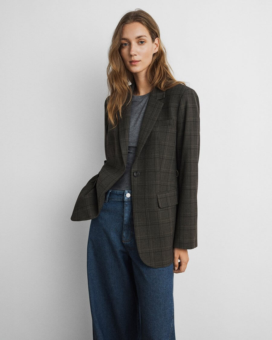 Mschjohnna Blazer Chk - Dark Brown Corn